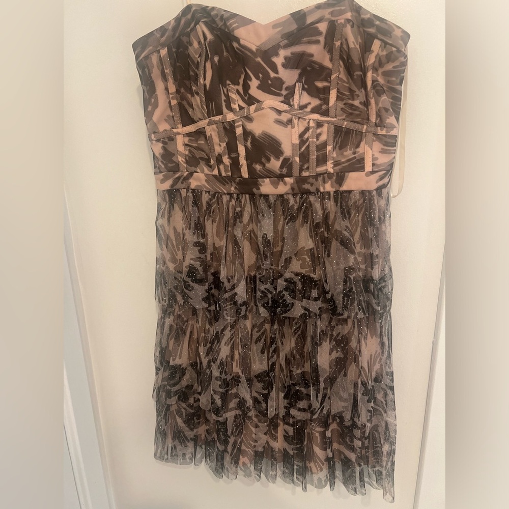 Adrianna Papell Strapless Brown and Black Dress